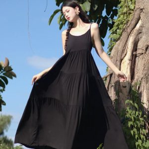 Y2K Aesthetic Loose Summer Maxi Dress for Travel & Beach Getaways