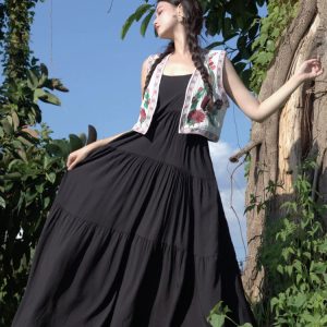 Y2K Aesthetic Loose Summer Maxi Dress for Travel & Beach Getaways