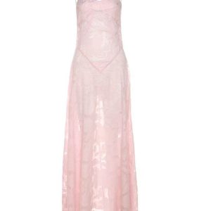 Y2K Aesthetic Pink Jacquard Corset Cami Dress for Coquette Style and Cute Outfits