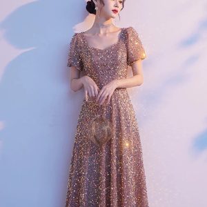 Y2K Aesthetic Sequined Long Dress for Elegant Performances and Special Occasions