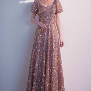 Y2K Aesthetic Sequined Long Dress for Elegant Performances and Special Occasions