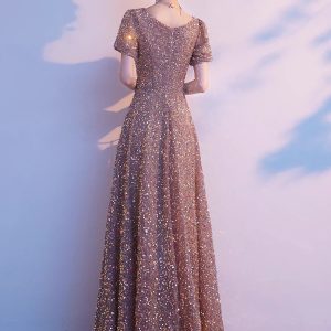 Y2K Aesthetic Sequined Long Dress for Elegant Performances and Special Occasions