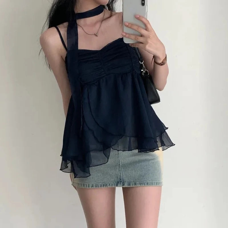 Y2K Aesthetic Sleeveless Solid Tank Top - Cute Summer Casual Camis for Trendy Women