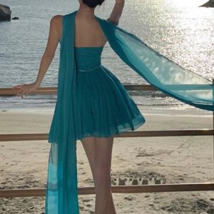 Y2K Aesthetic Strapless Summer Dress for Women with Long Ribbon High Waist A-line Style