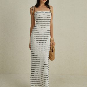 Y2K Aesthetic Stripe Cami Long Dress - Trendy Coquette Style for Effortless Chic Looks