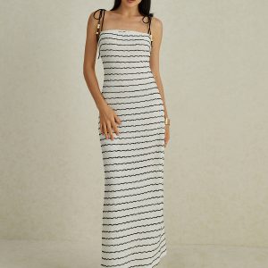 Y2K Aesthetic Stripe Cami Long Dress - Trendy Coquette Style for Effortless Chic Looks