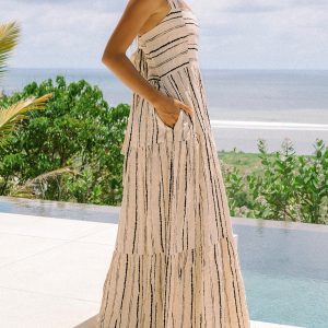 Y2K Aesthetic Tie Back Stripe Pockets Dress - Cute and Comfy for Effortless Style