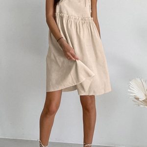 Y2K Aesthetic Tie-Up Straps Cotton Cami Dress for Cute Summer Outfits