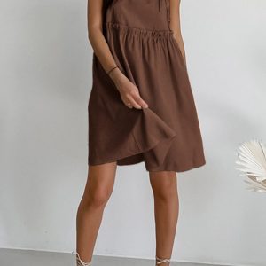 Y2K Aesthetic Tie-Up Straps Cotton Cami Dress for Cute Summer Outfits