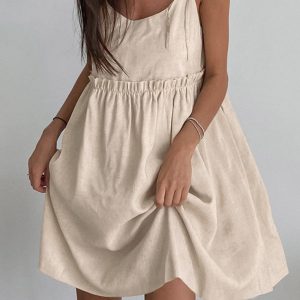 Y2K Aesthetic Tie-Up Straps Cotton Cami Dress for Cute Summer Outfits