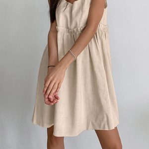 Y2K Aesthetic Tie-Up Straps Cotton Cami Dress for Cute Summer Outfits