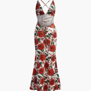 Y2K Backless Floral Maxi Dress - Cute Coquette Aesthetic for Effortless Style