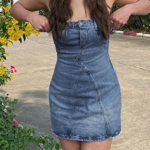 Y2K Bodycon Slim Denim Mini Dress for Women - Sleeveless Backless Casual Summer Style