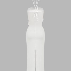 Y2K Coquette Aesthetic Cordelia Bud Halter Maxi Dress for Effortless Chic Style