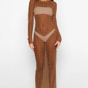 Y2K Coquette Aesthetic Pearlescent Mesh Dress for Trendy Outfits and Aesthetic Looks