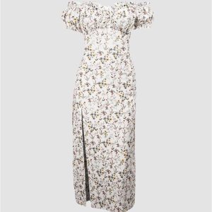 Y2K Coquette Aesthetic Summer Blossom Bardot Maxi Dress for Effortless Style