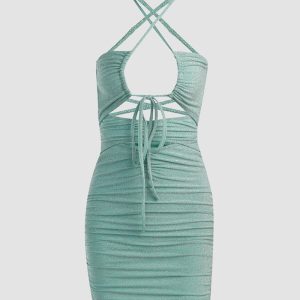 Y2K Coquette Ruched Dress - Cute and Comfy Aesthetic for Effortless Style