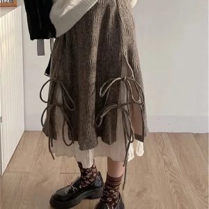 Y2K Cute Party Irregular Long Skirt - Boho Grunge Fairycore Ruffle Patchwork Pleated Skirt