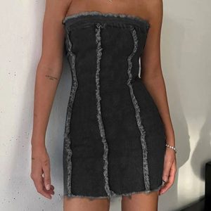 Y2K Denim Bodycon Dress - Summer Slim High Waist Sleeveless Casual Sexy Street Style for Women