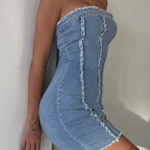 Y2K Denim Bodycon Dress - Summer Slim High Waist Sleeveless Casual Sexy Street Style for Women