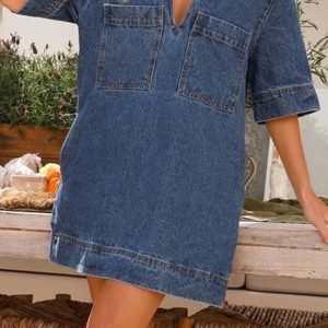 Y2K Denim Lapel V Neck Mini Dress - Trendy Coquette Aesthetic for Effortless Style