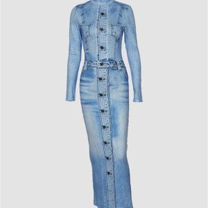 Y2K Denim Maxi Dress: Vintage-Inspired Aesthetic for Effortless Style and Comfort