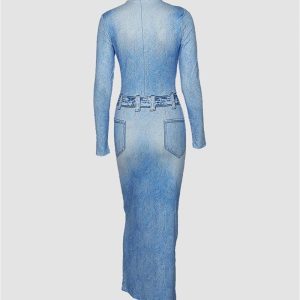 Y2K Denim Maxi Dress: Vintage-Inspired Aesthetic for Effortless Style and Comfort