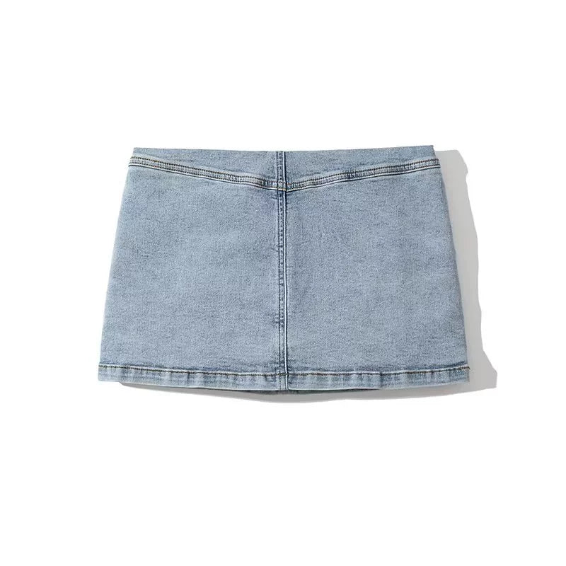 Y2K Denim Mini Skirt - Cute Cargo Style for Coquette and Grunge Aesthetic Outfits