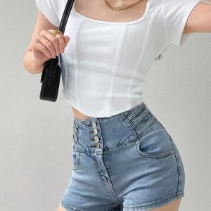 Y2K Fashion Acubi Fish Bone Crop Top - Trendy Summer Outfit for a Chic Aesthetic Look