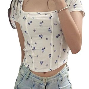 Y2K Fashion Acubi Fish Bone Crop Top - Trendy Summer Outfit for a Chic Aesthetic Look