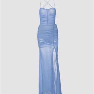 Y2K Fashion Ara Cami Mesh Trail Dress - Cute Aesthetic Outfit for Coquette Style Lovers