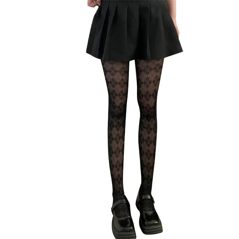 Y2K Fashion Argyle Elegance Tights for Chic Summer Outfits and 90s Inspired Looks