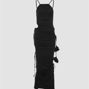 Y2K Fashion Cut Out Maxi Dress - Trendy Grunge Style for Aesthetic Outfits