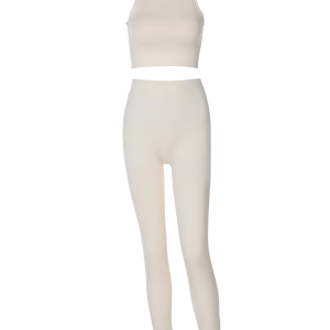 Y2K Fashion Matching Suit: Half Turtleneck Sleeveless Camisole & Long Pants Set for Streetwear