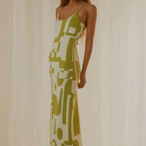 Y2K Fashion Printed Spaghetti Straps Midi Dress - Cute Aesthetic Summer Outfit