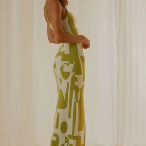 Y2K Fashion Printed Spaghetti Straps Midi Dress - Cute Aesthetic Summer Outfit