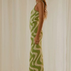 Y2K Fashion Printed Spaghetti Straps Midi Dress - Cute Aesthetic Summer Outfit