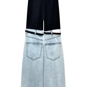 Y2K Fashion Women's Wide Leg Palazzo Trousers - Loose Denim Streetwear for Summer 2023