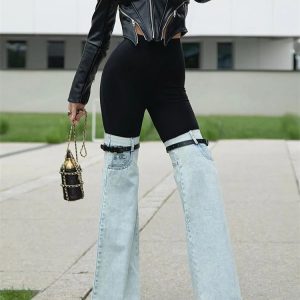 Y2K Fashion Women's Wide Leg Palazzo Trousers - Loose Denim Streetwear for Summer 2023