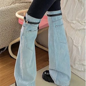 Y2K Fashion Women's Wide Leg Palazzo Trousers - Loose Denim Streetwear for Summer 2023