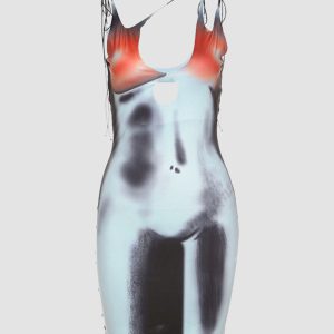 Y2K Fashion X-Ray Vision Bodycon Dress - Trendy Grunge Style for Aesthetic Outfits