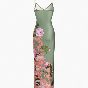 Y2K Floral Maxi Dress - Boho Chic Summer Aesthetic for Effortless Style