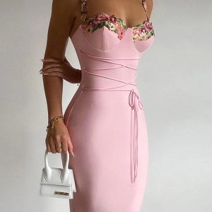 Y2K Floral Maxi Dress - Sexy Sleeveless Backless Bodycon Outfit for Parties