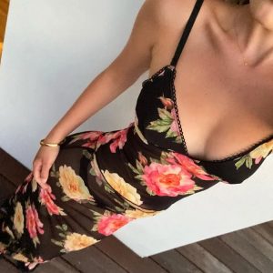 Y2K Floral Print Maxi Dress Set with Sexy Bra Top Camisole for Summer Club Vocation