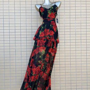 Y2K Floral V-Neck Long Dress - Vintage Rose Aesthetic for Effortless Style