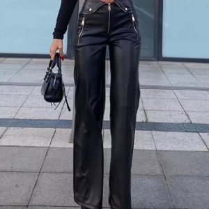 Y2K Grunge Aesthetic Iniga Leather Pants for Edgy and Stylish Outfits