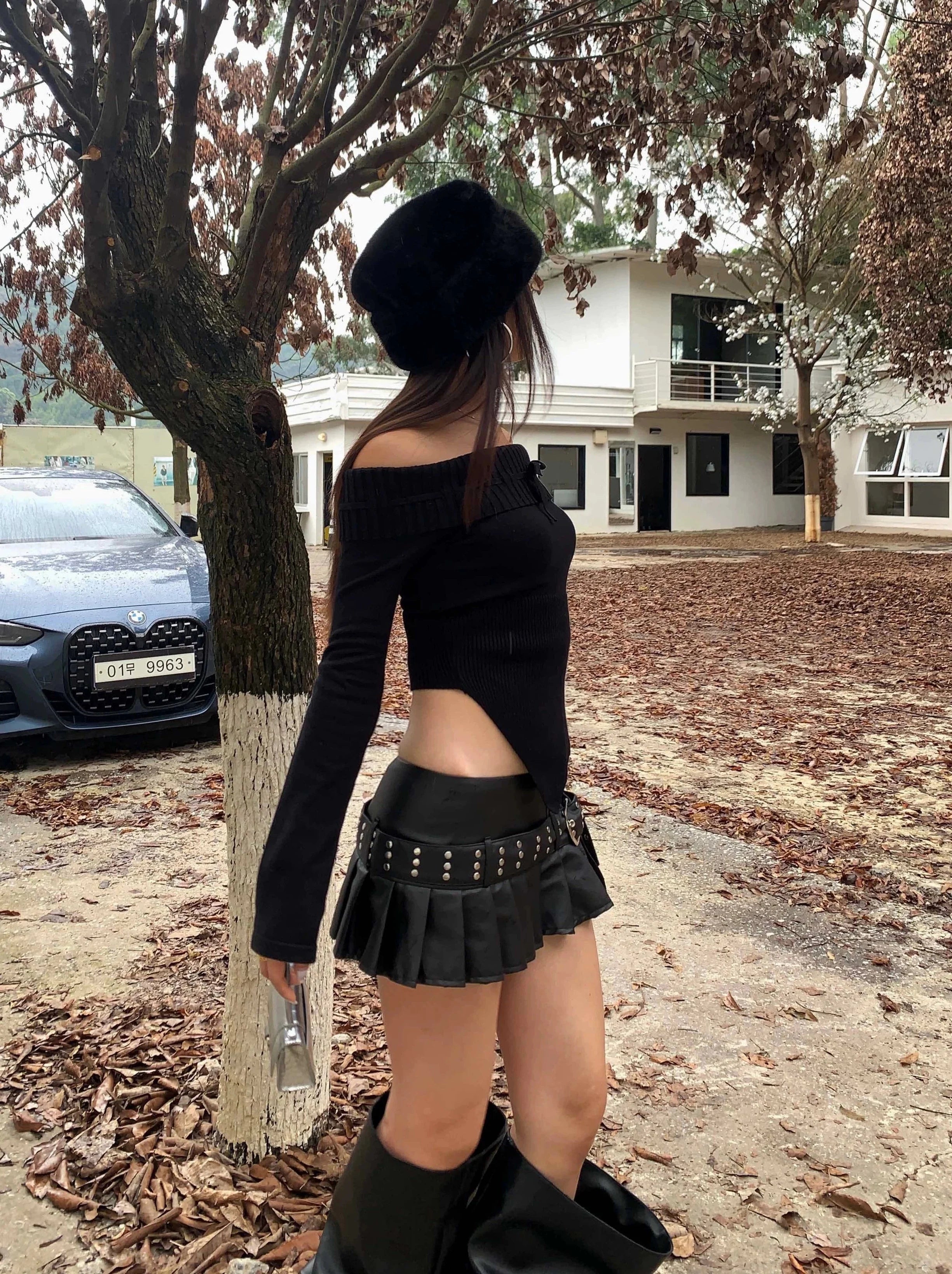 Y2K Leather Super Mini Skirt - Edgy Grunge Style for Trendy Aesthetic Outfits