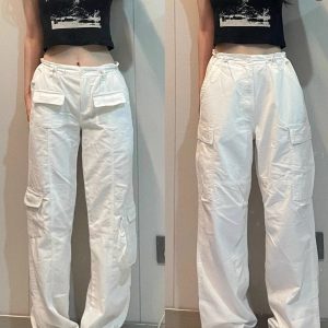 Y2K Low Waist Cargo Pants for Trendy Grunge Aesthetic Outfits and Comfy Everyday Wear