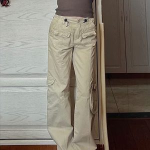 Y2K Low Waist Cargo Pants for Trendy Grunge Aesthetic Outfits and Comfy Everyday Wear