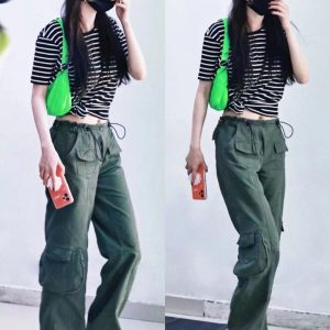 Y2K Low Waist Cargo Pants for Trendy Grunge Aesthetic Outfits and Comfy Everyday Wear